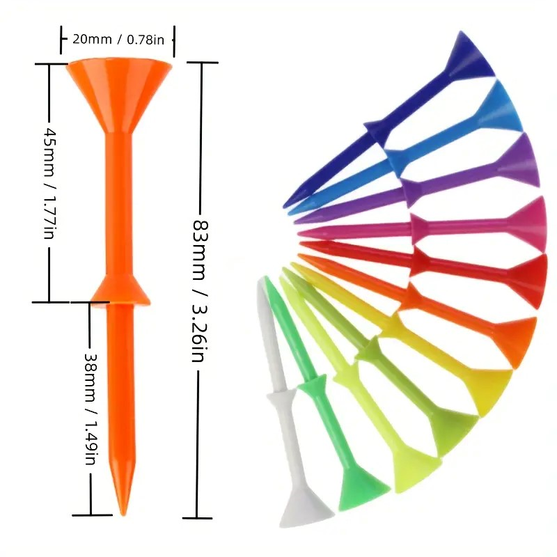 83mm Mixed Rubber Golf Tees - 50pcs Multi-Color Durable Set