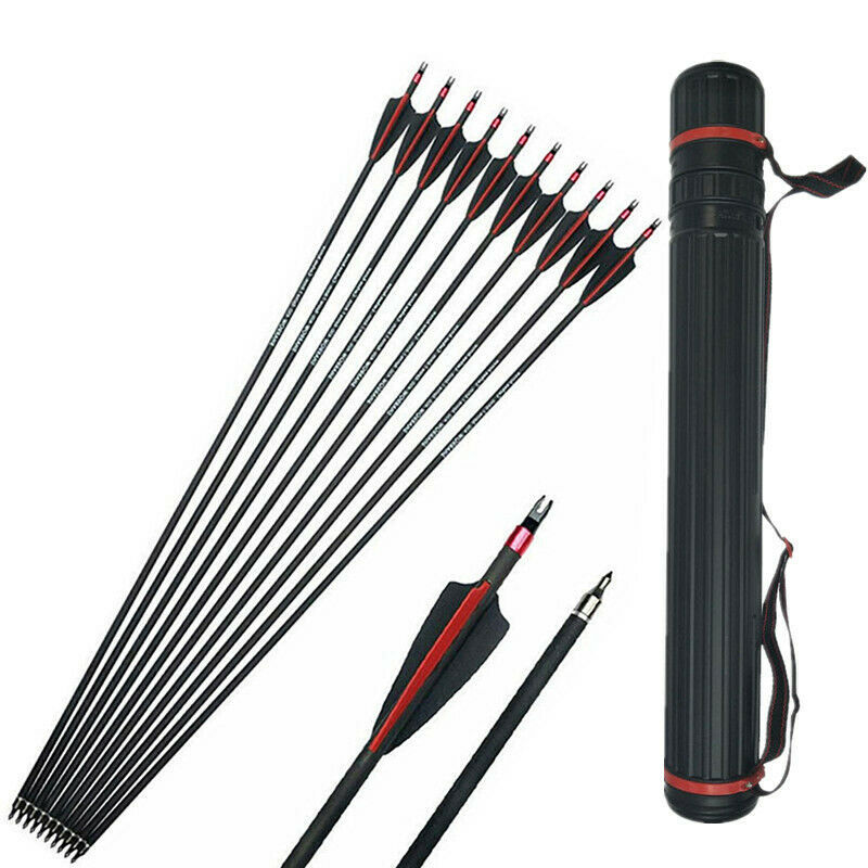 🎯30'' Carbon Arrows Achery Spine400 Recurve Compound Bow-AMEYXGS Archery