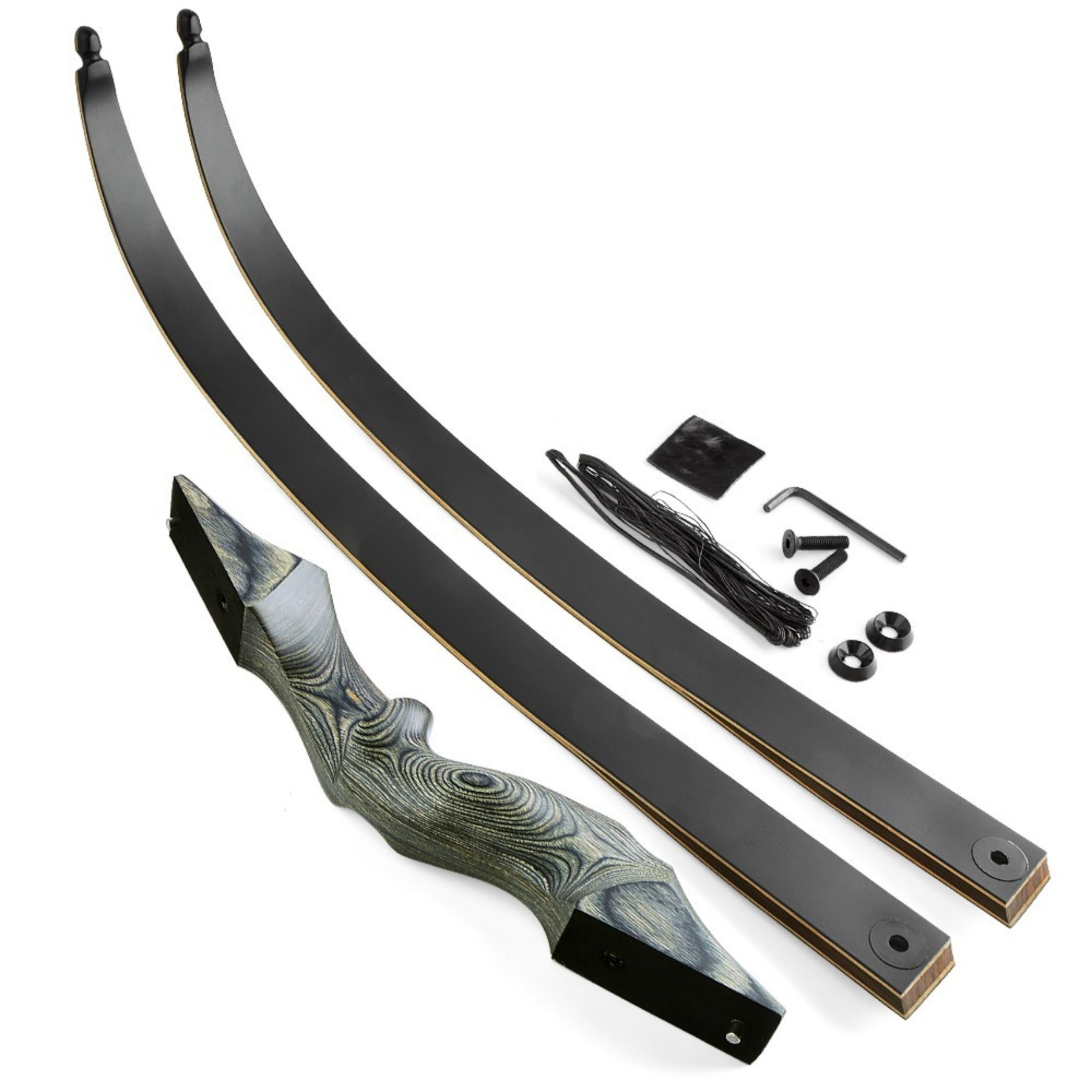 Black Hunter Wooden Recurve Takedown Bow for Adults