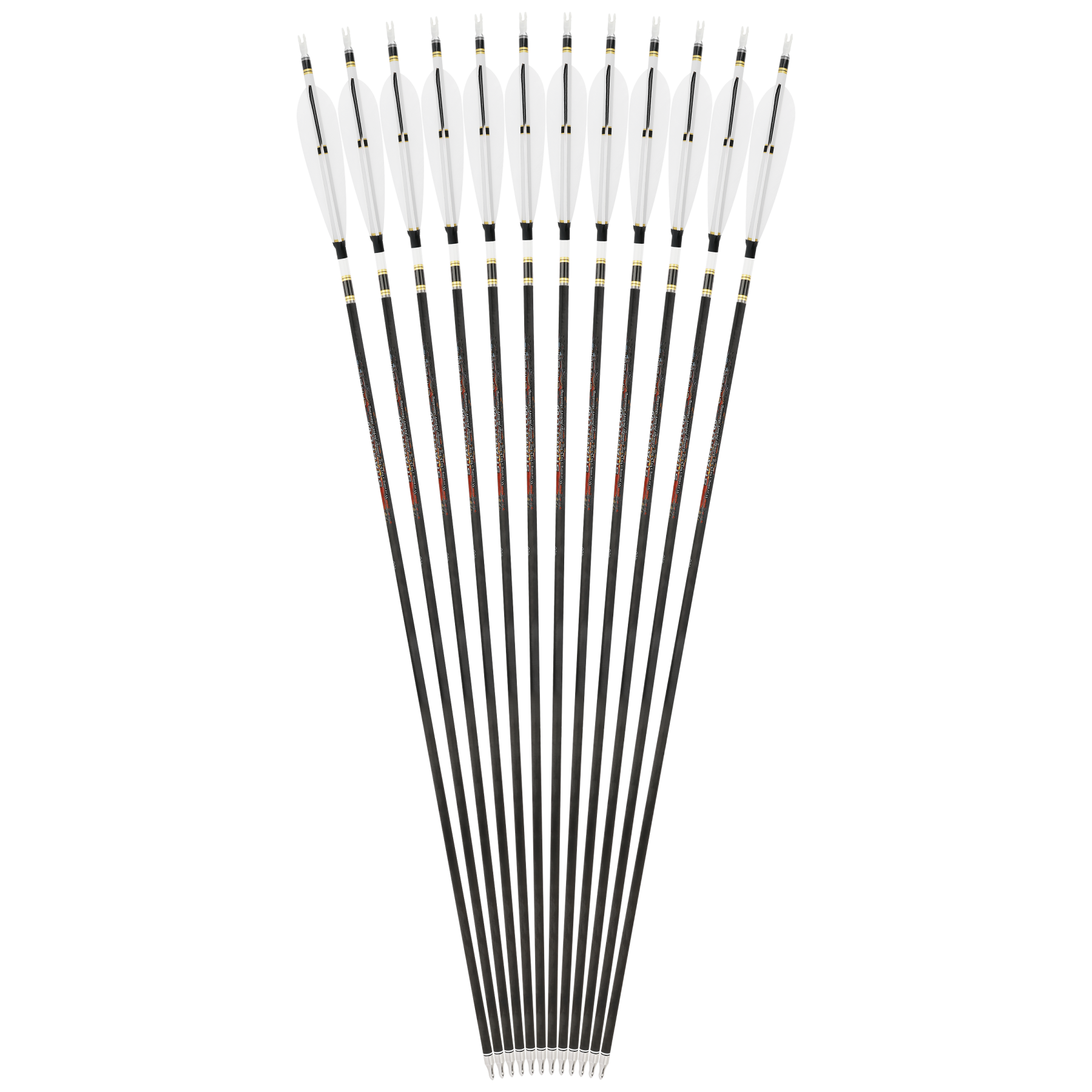 100% Pure Carbon Arrow Natural Fletching Traditional Bow Hunting