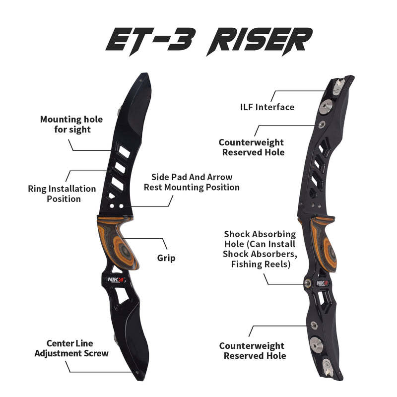 ILF Recurve Bow 20-50lbs Magnesium Alloy Riser Carbon Fiber Limbs