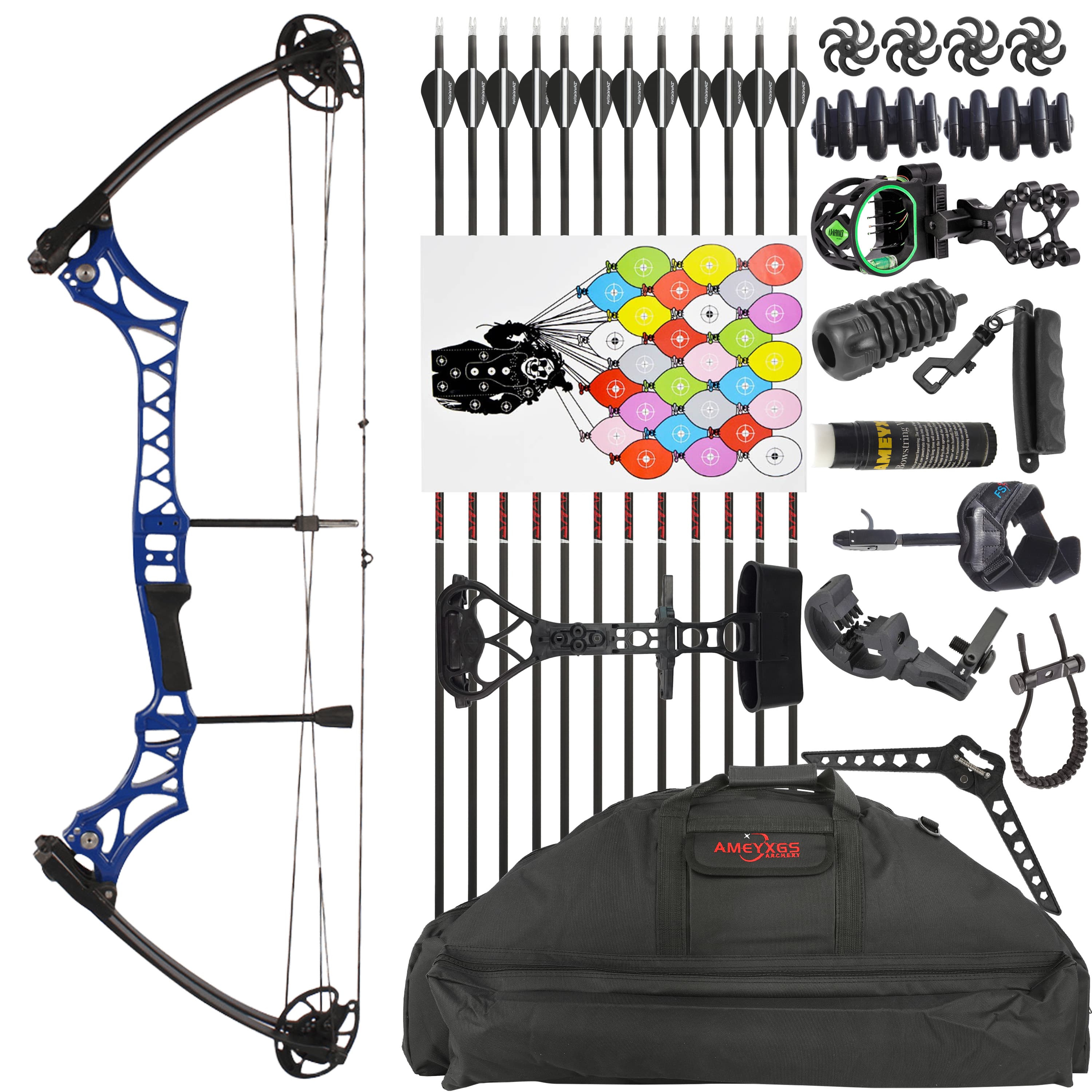 40" Compound Bow 30-55lbs Adjustable  Colorful Multi-color
