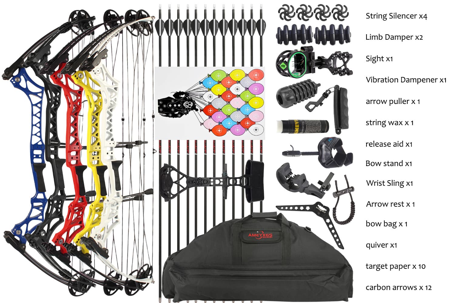 40" Compound Bow 30-55lbs Adjustable  Colorful Multi-color