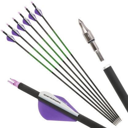30" Carbon Archery Arrows SP300-800 with Screw-In Field Tips