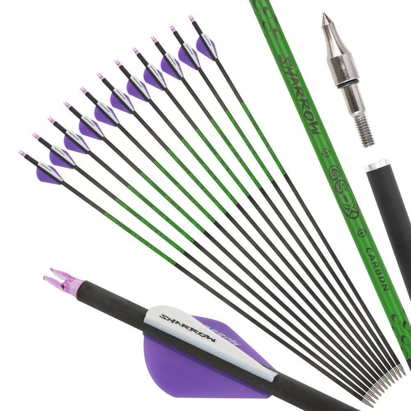 30" Carbon Archery Arrows SP300-800 with Screw-In Field Tips