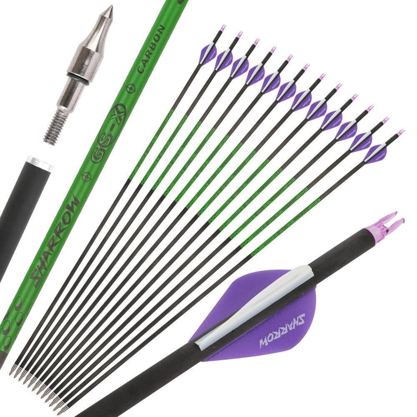 30" Carbon Archery Arrows SP300-800 with Screw-In Field Tips