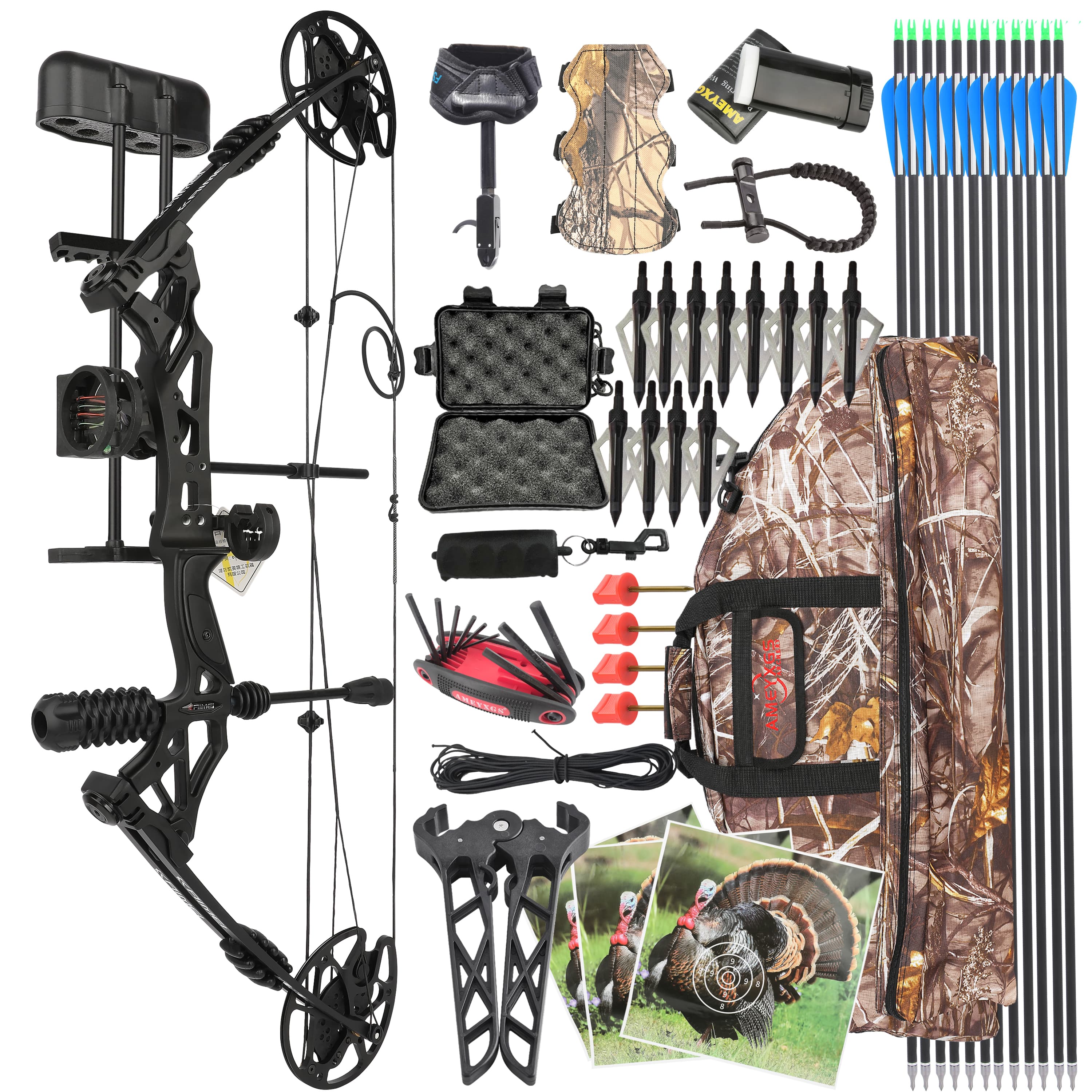 Kaimei Han Compound Bow Kit Hunting & Target Practice 30-60 LBS 
