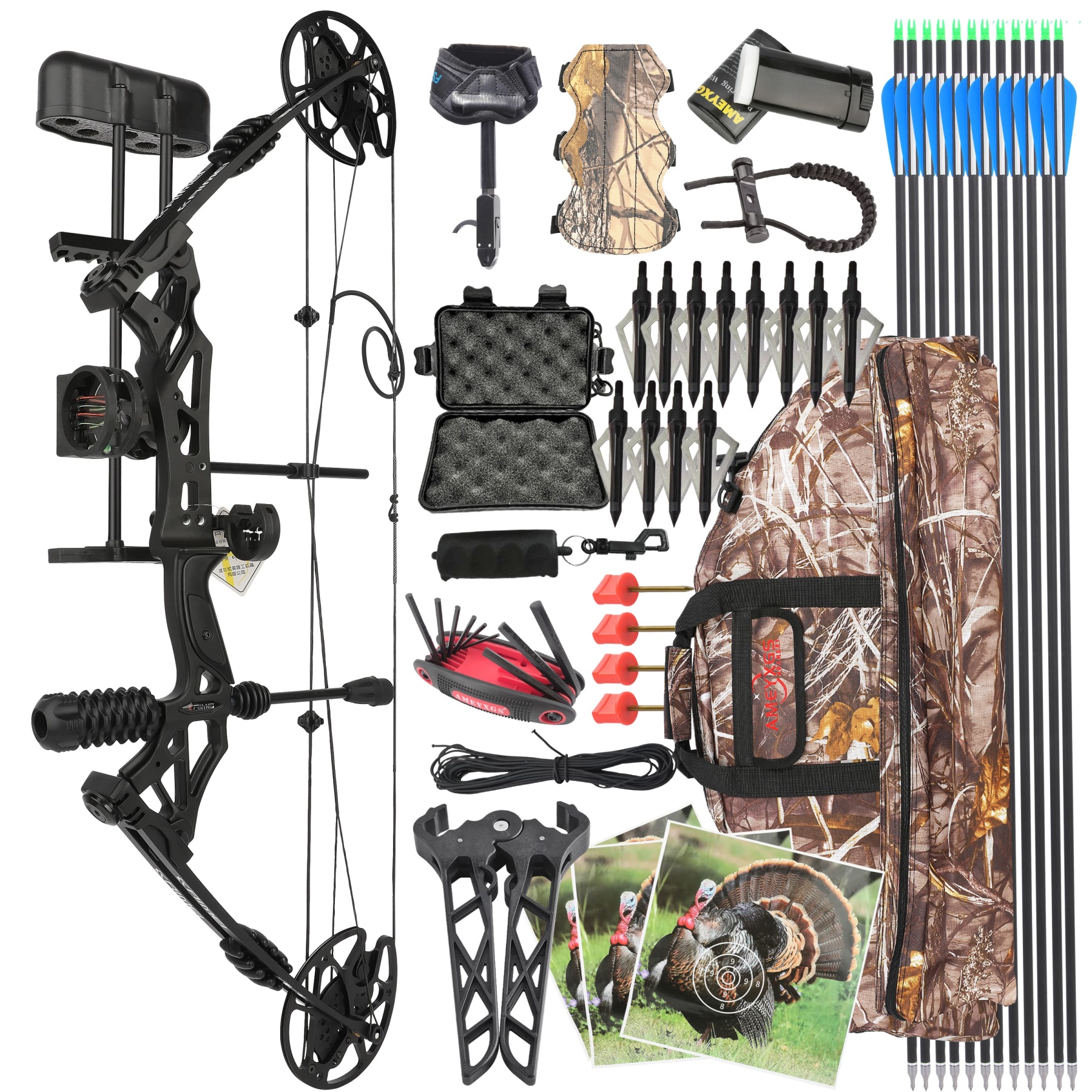 Kaimei Han Compound Bow Kit Hunting & Target Practice 30-60 LBS 