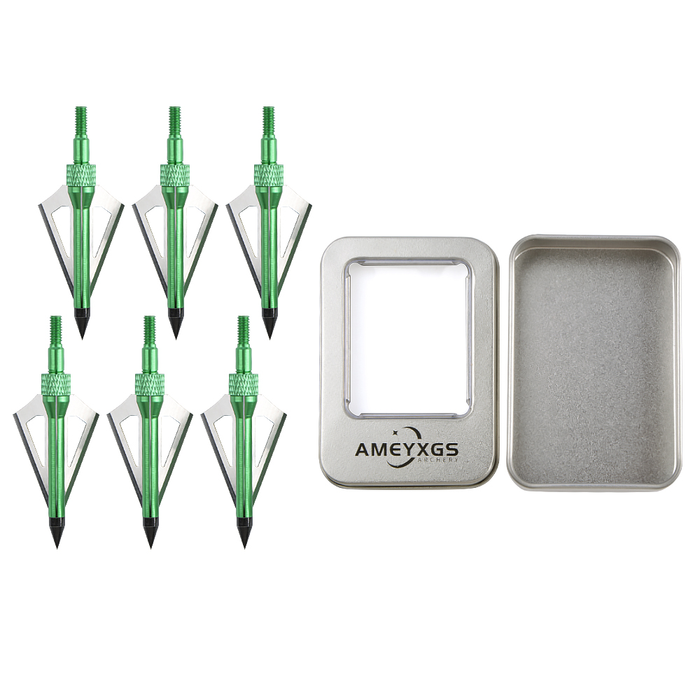 AMEYXGS Tin Box with Foam 6 Arrowheads and Arrow Box (Silver)