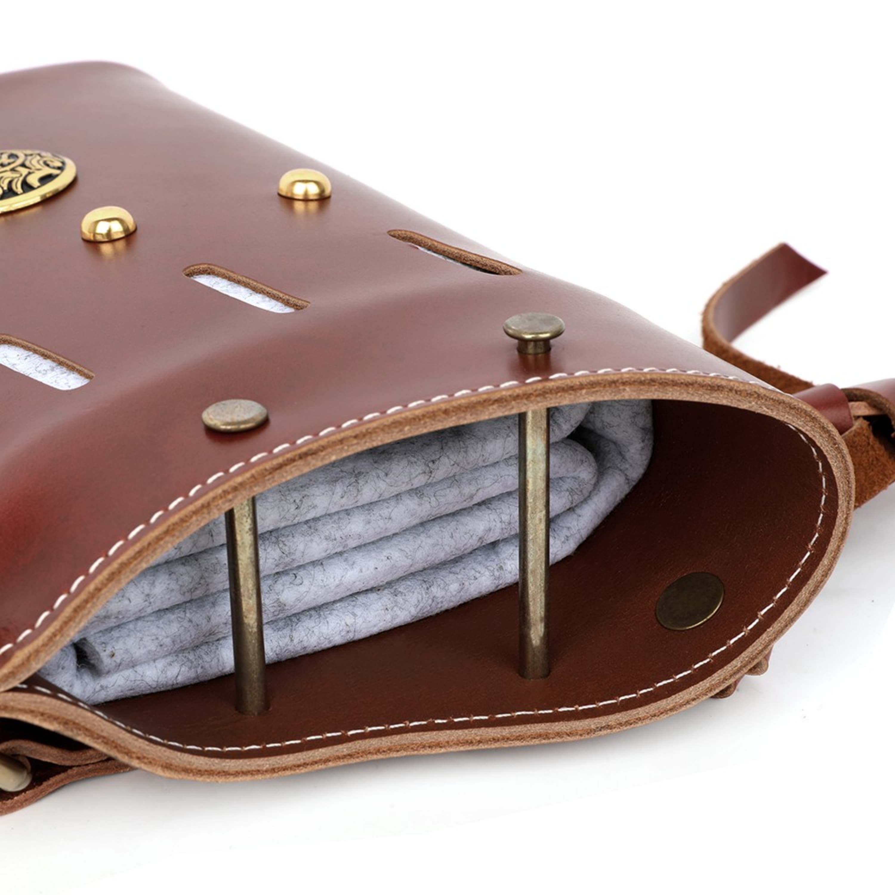 Traditional Cowhide Arrow Quiver Waist Holder for Archery