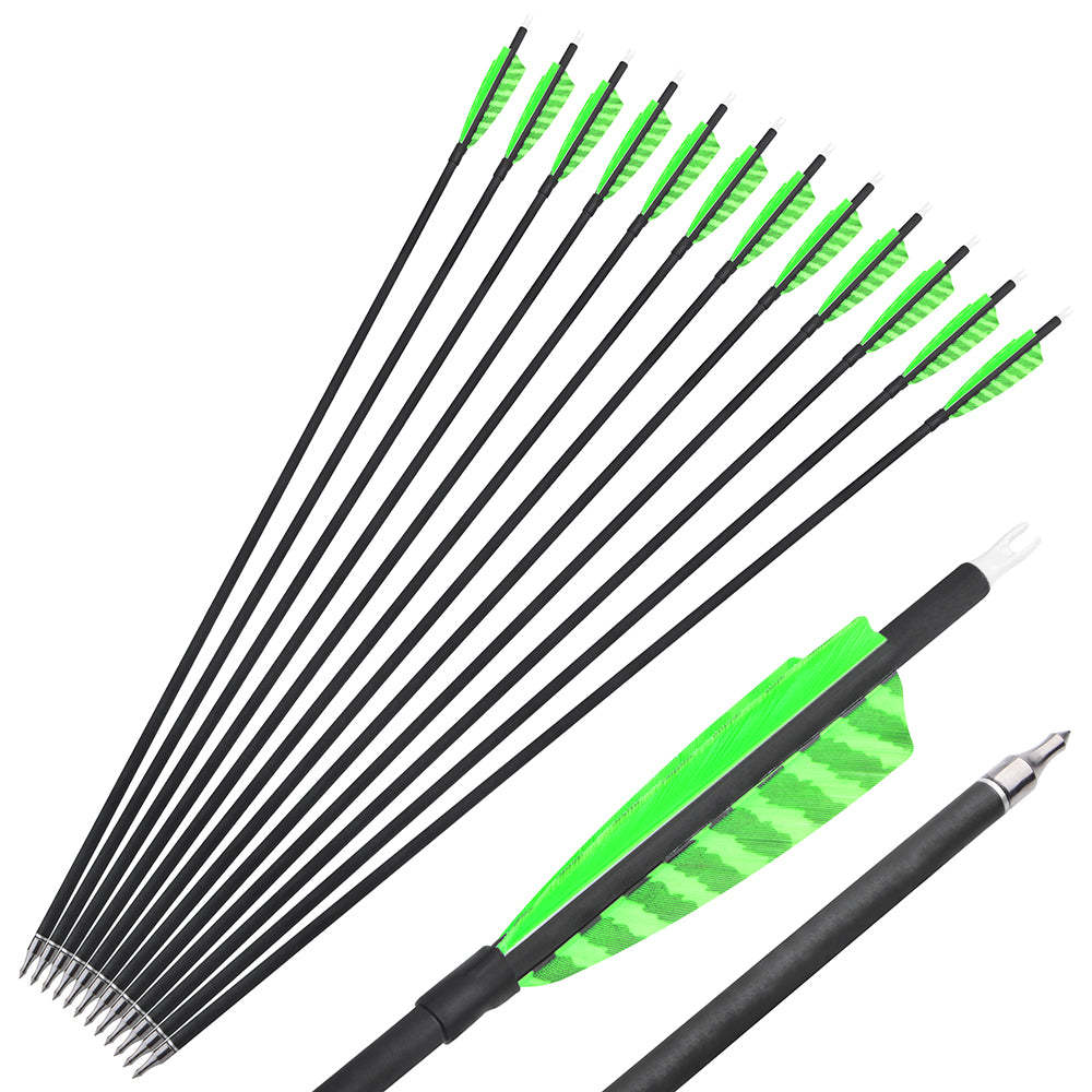 🎯12pcs Carbon Arrows Spine 500 Archery-AMEYXGS Archery