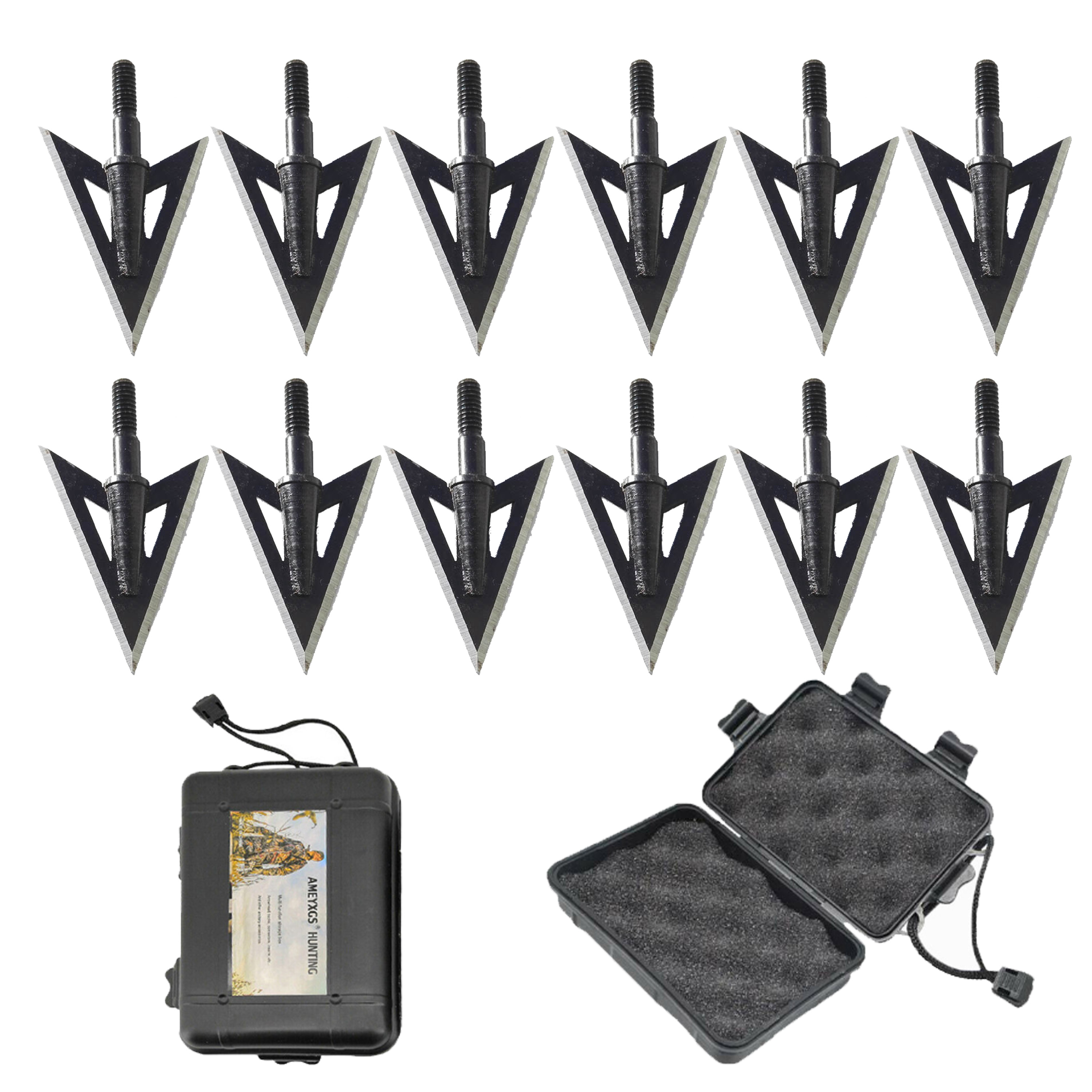 12pcs Arrowheads Broadheads + Box Archery Hunting  Bow