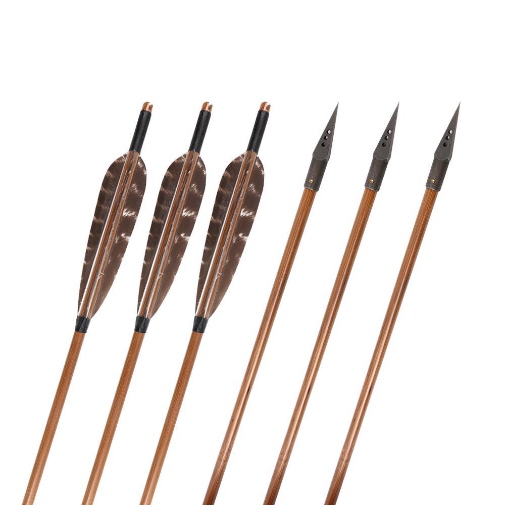 🎯12pcs Bamboo Arrows for Traditional Bow Longbow-AMEYXGS Archery