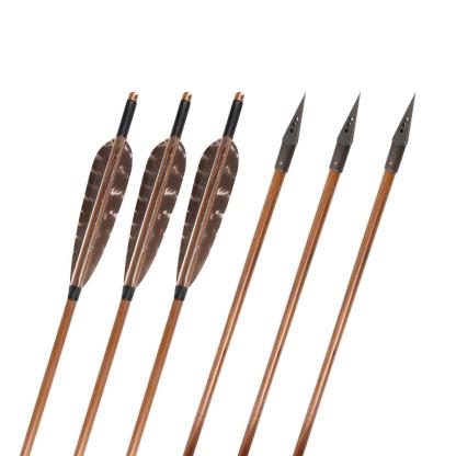 🎯12pcs Bamboo Arrows for Traditional Bow Longbow-AMEYXGS Archery