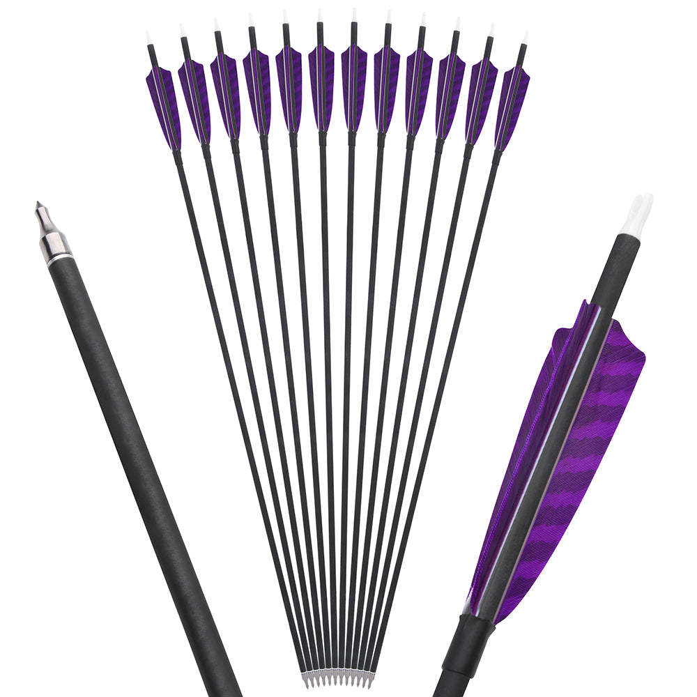 🎯12pcs Carbon Arrows Spine 500 Archery-AMEYXGS Archery