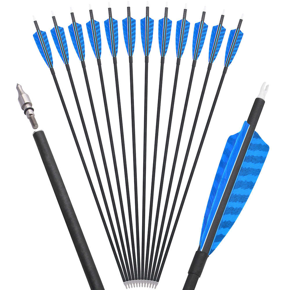 🎯12pcs Carbon Arrows Spine 500 Archery-AMEYXGS Archery