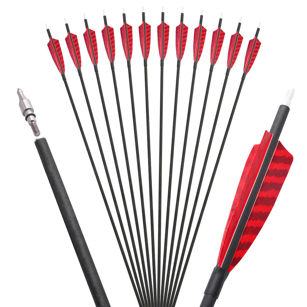 🎯12pcs Carbon Arrows Spine 500 Archery-AMEYXGS Archery