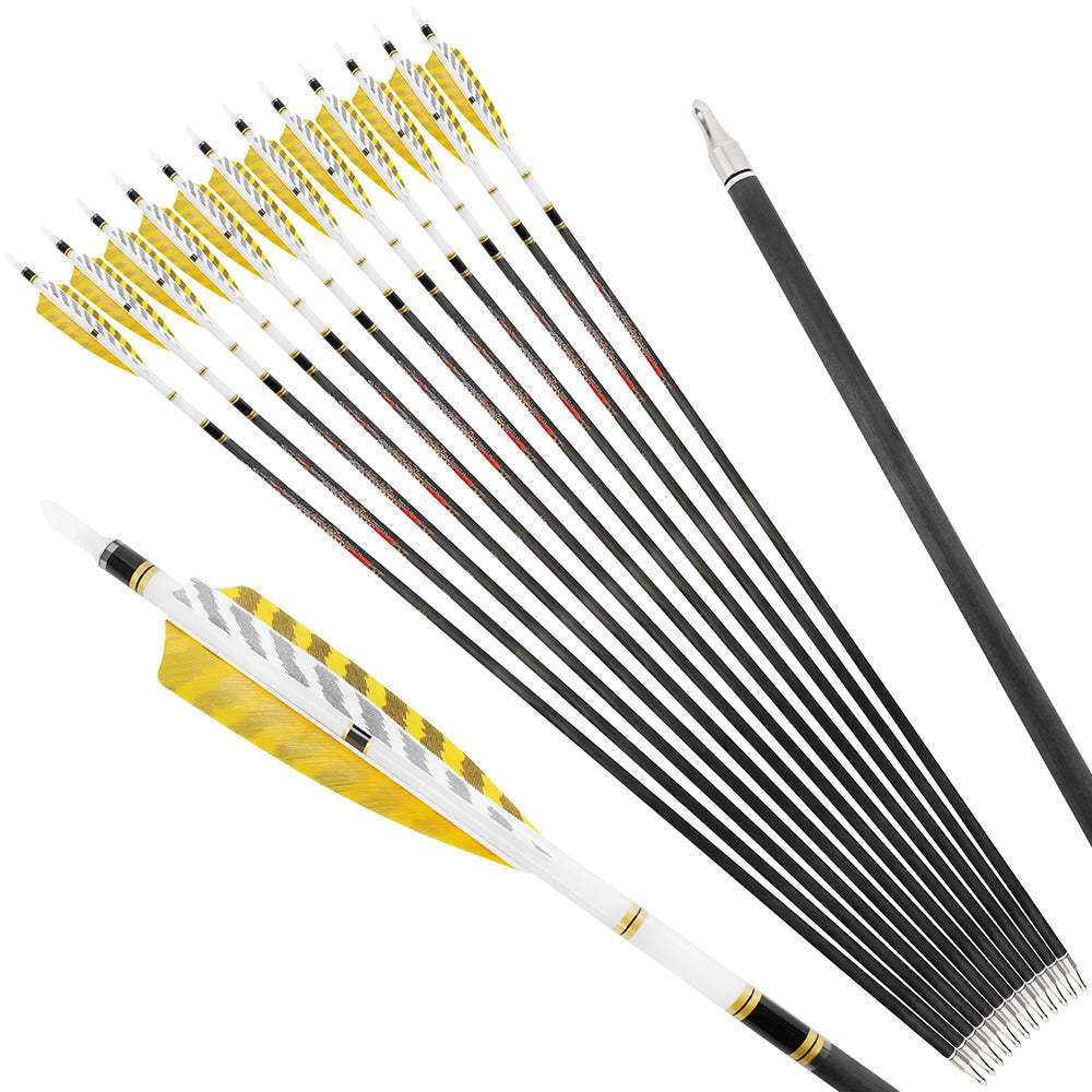 🎯 12pcs Spine 250-600 Archery Pure Carbon Arrows-AMEYXGS Archery