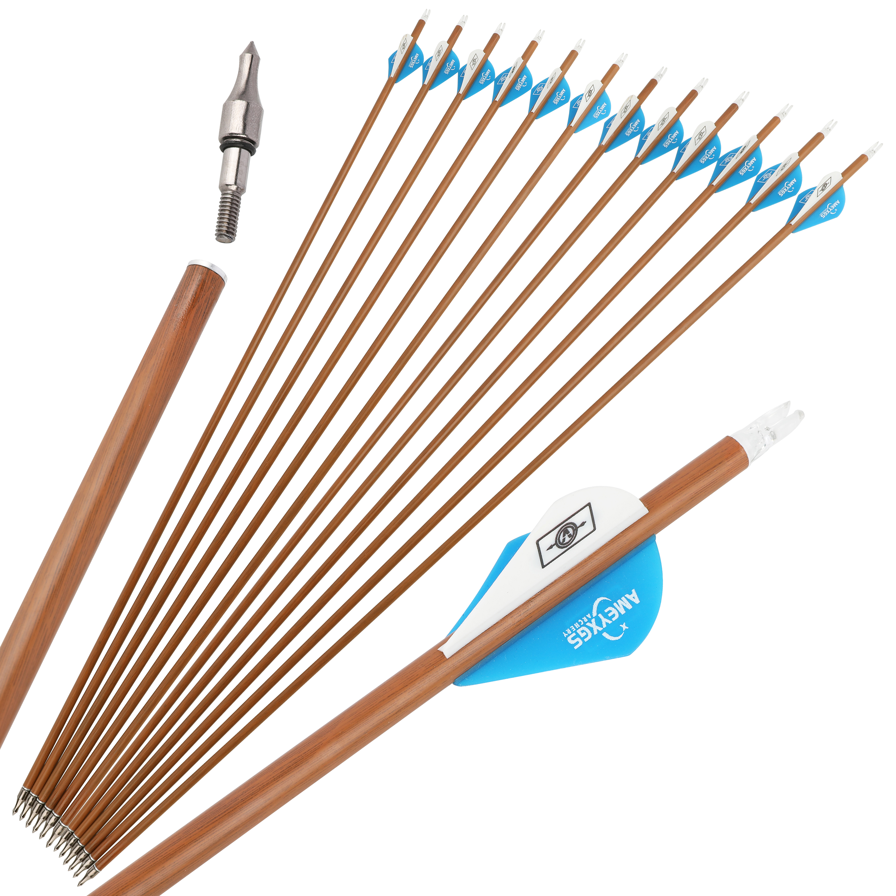 30-Inch Carbon Mix Arrows with 2" AME Teardrop Vanes (12pcs)