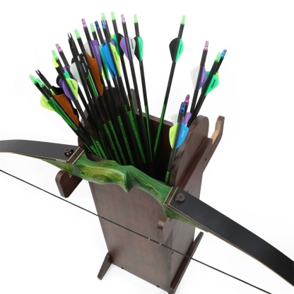 Thickened Wooden Archery Bow Stand with Arrow Quiver