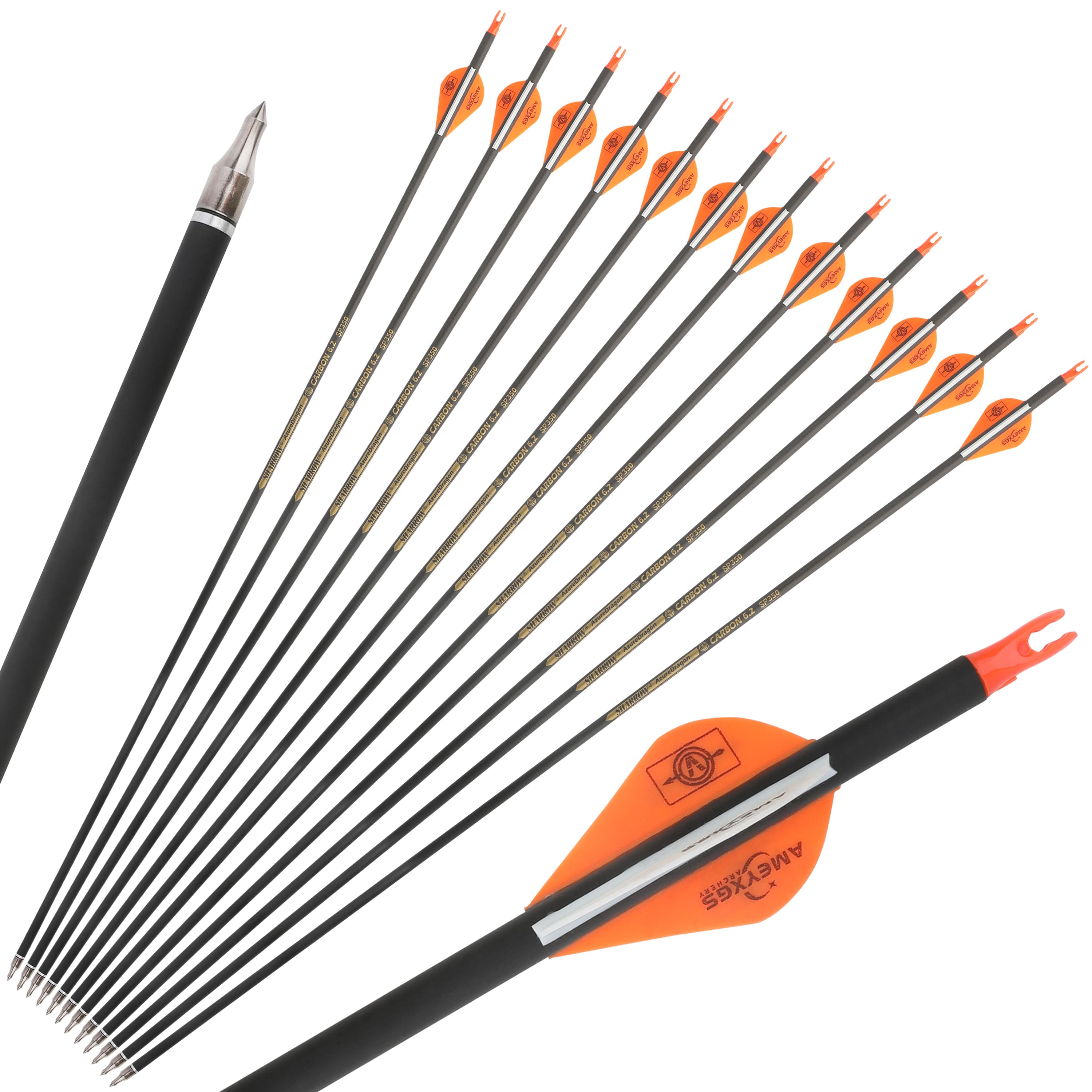 12x 30inch Carbon Arrows Spine 500 Rubber Vanes Shooting Target