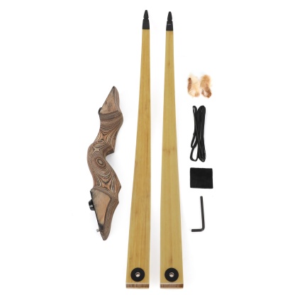 Black Hunter Wooden Longbow 20-60lbs Archery Hunting Kit