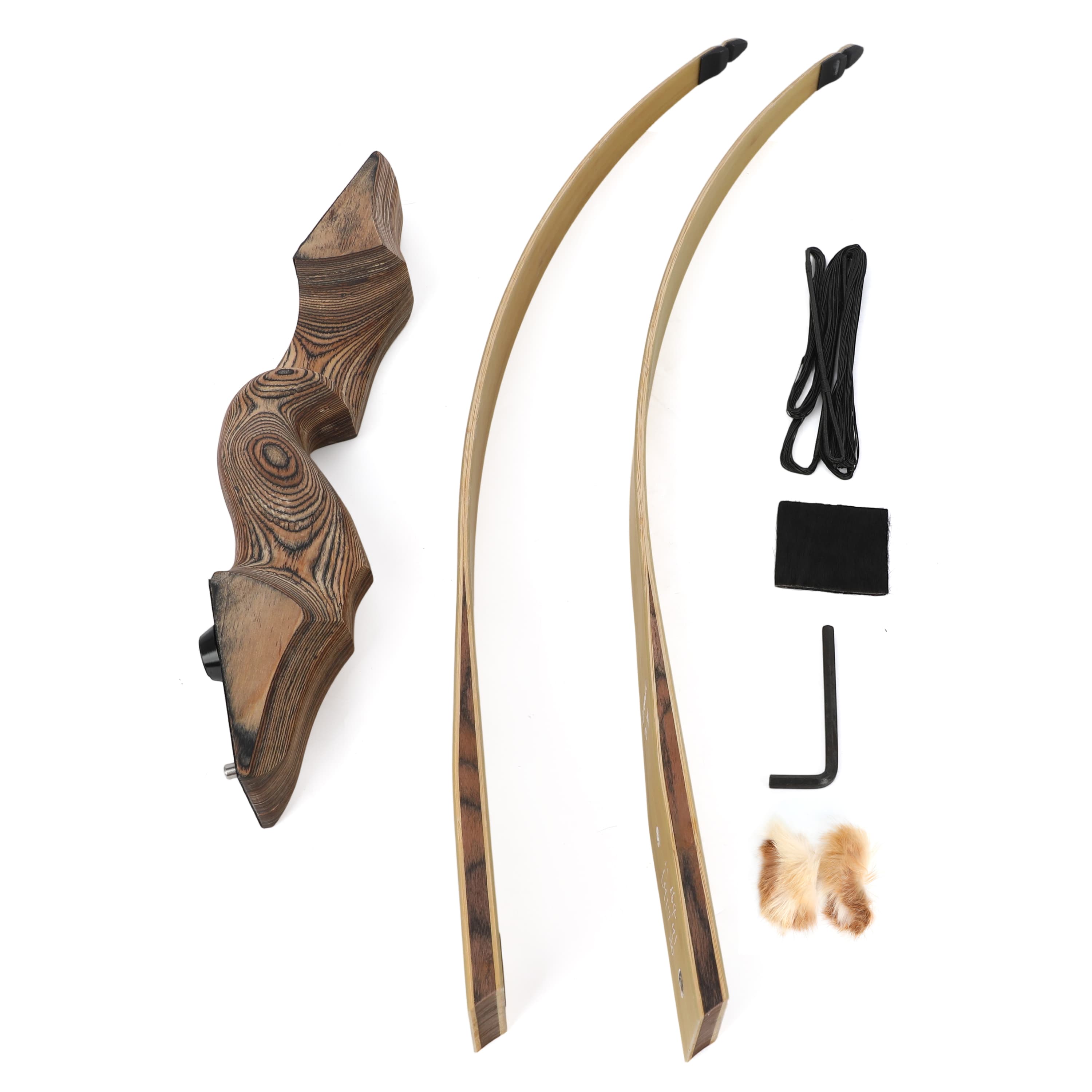 Black Hunter Wooden Longbow 20-60lbs Archery Hunting Kit