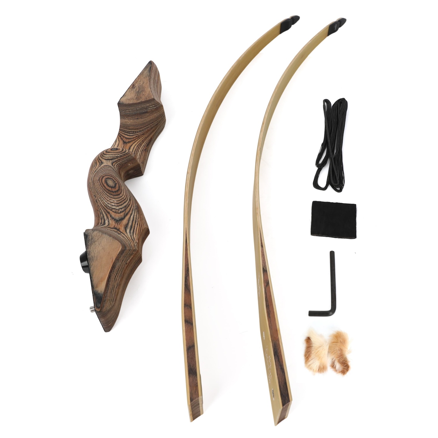 Black Hunter Wooden Longbow 20-60lbs Archery Hunting Kit