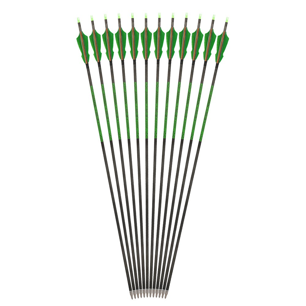30" Pure Carbon Archery Arrows SP300-800 12pcs