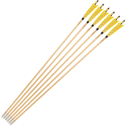 32" Traditional Wooden Arrow 5" Turkey Feathers & Field Points