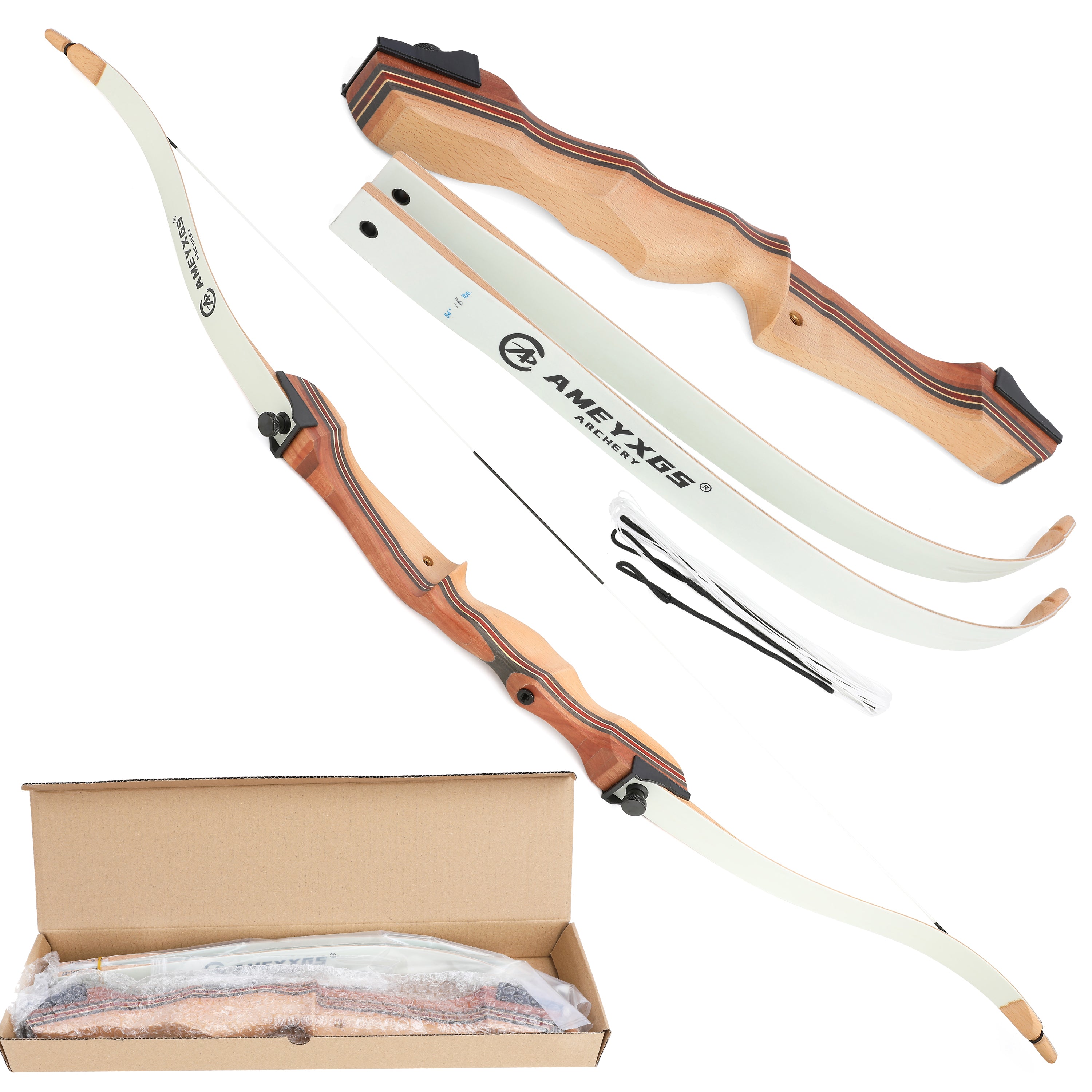 Arc Recurve Chasse 56 Pouces Démontable - Pour Droitiers Et Gauchers - Livré Avec Silencieux - 16-25 Lbs