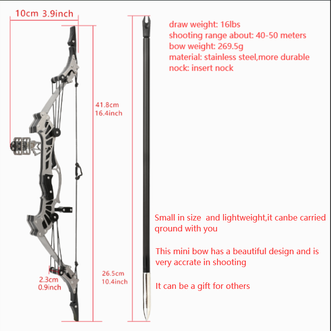 16 Mini Compound Bow Set 16lbs – Adult Target Shooting Practice Kit