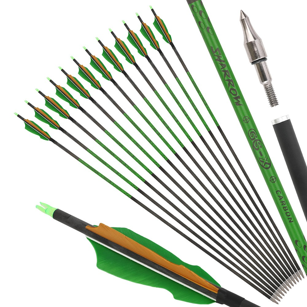 30" Pure Carbon Archery Arrows SP300-800 12pcs