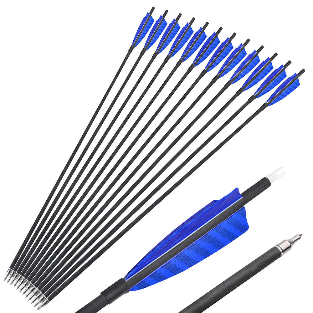 🎯12pcs Carbon Arrows Spine 500 Archery-AMEYXGS Archery