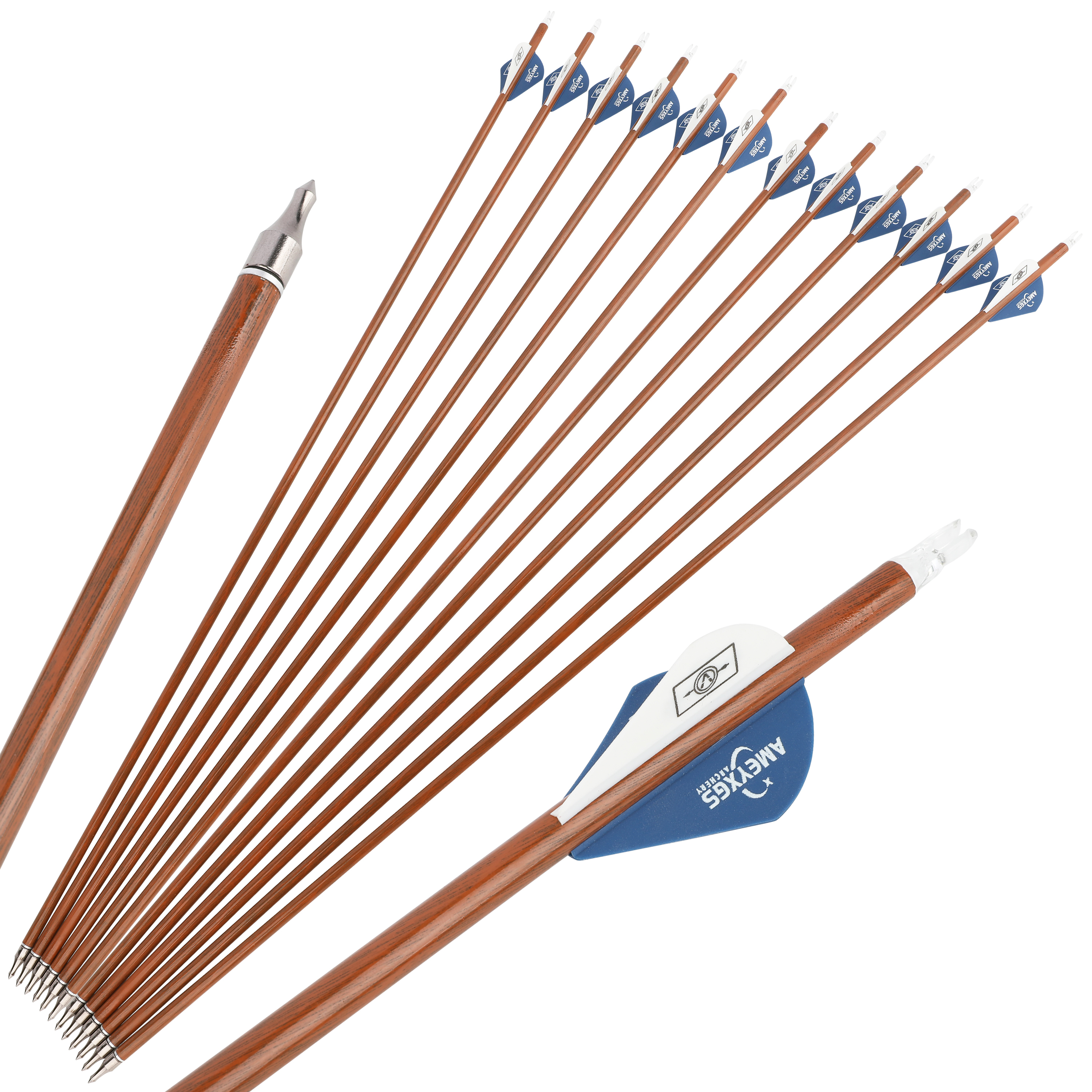 30-Inch Carbon Mix Arrows with 2" AME Teardrop Vanes (12pcs)
