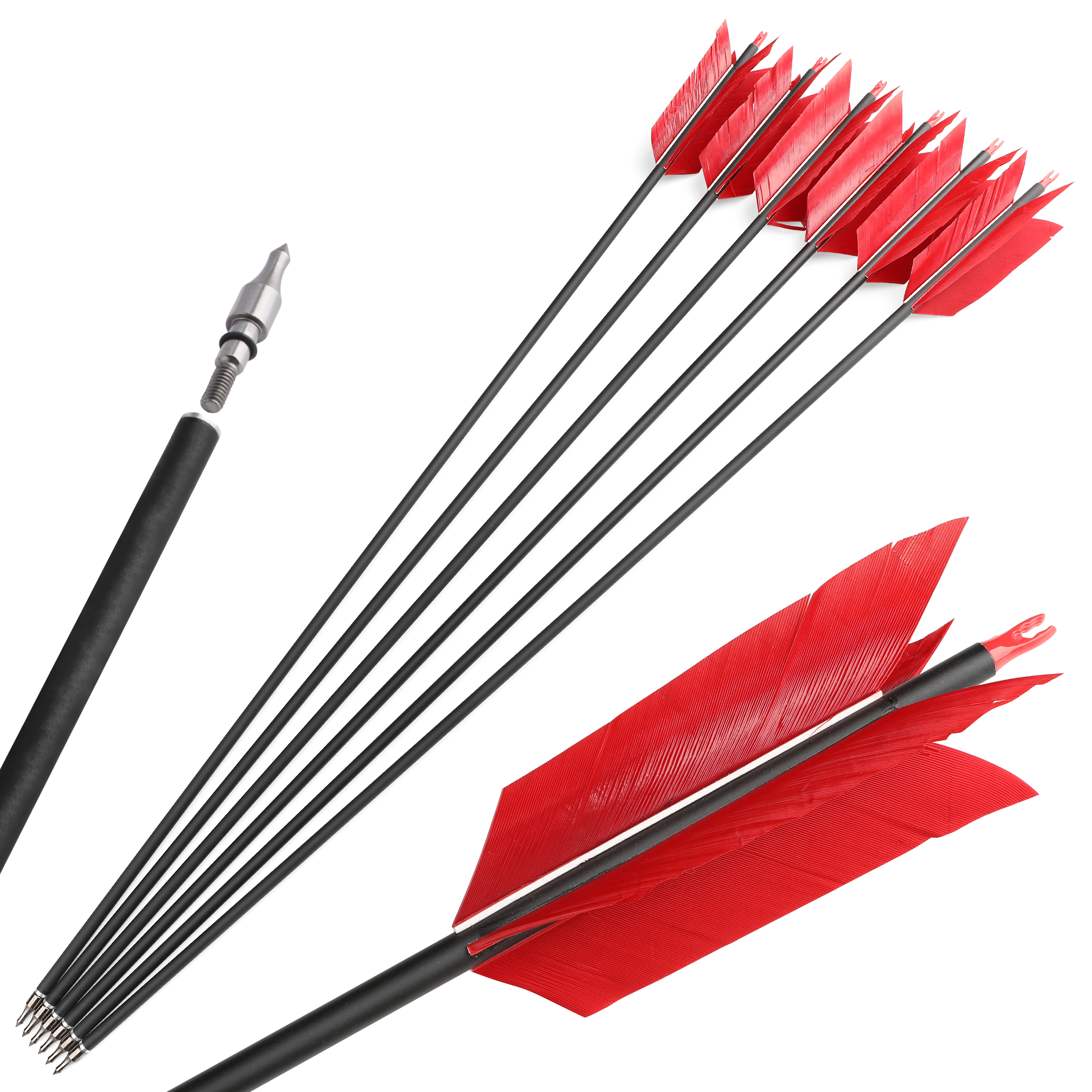 AMEYXGS Carbon Arrows FLU-FLU Feather Archery Traditional Bow