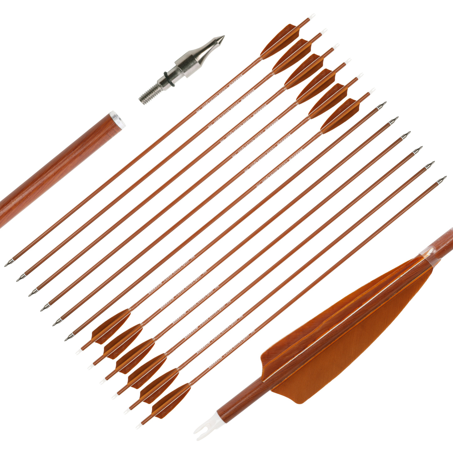 30-Inch Carbon Mix Arrows with 4" Brown Shield Feathers (12pcs)