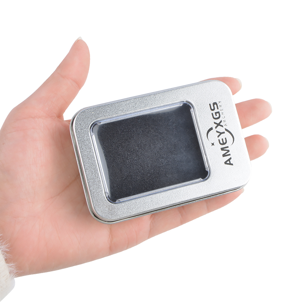 AMEYXGS Tin Box with Foam 6 Arrowheads and Arrow Box (Silver)