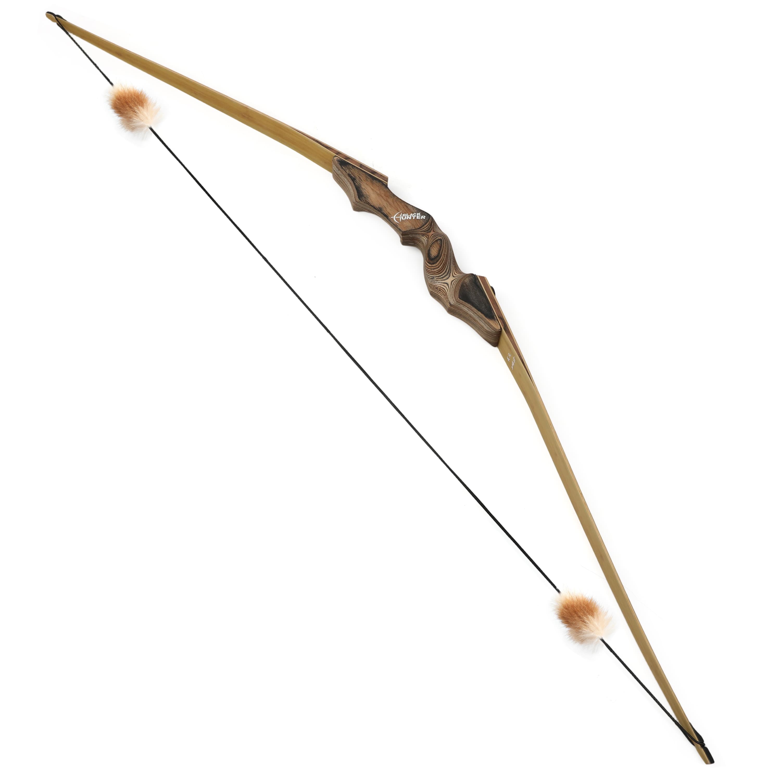 Black Hunter Wooden Longbow 20-60lbs Archery Hunting Kit