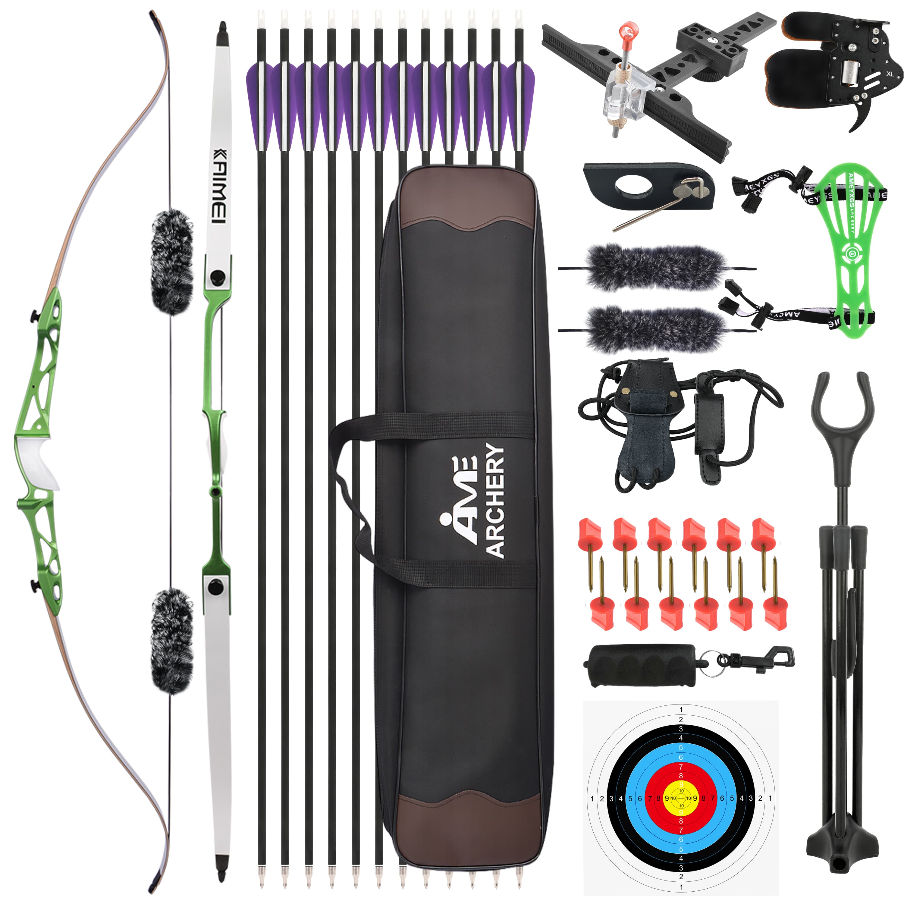 KAIEMI 66" 68" 70" Olympic Archery Competition Recurve Bow Kit 14-40# @28"