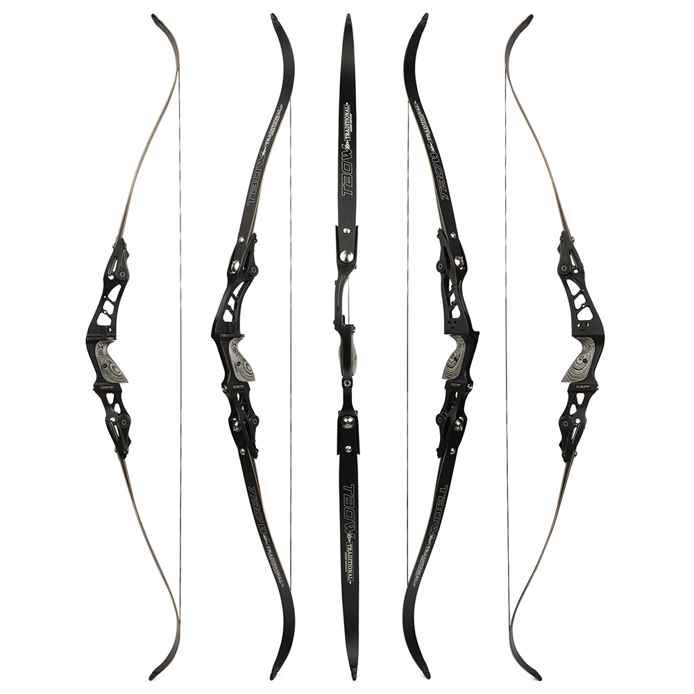 25-60lbs Recurve Bow Kit 62" Wooden Takedown Hunting Split Bow