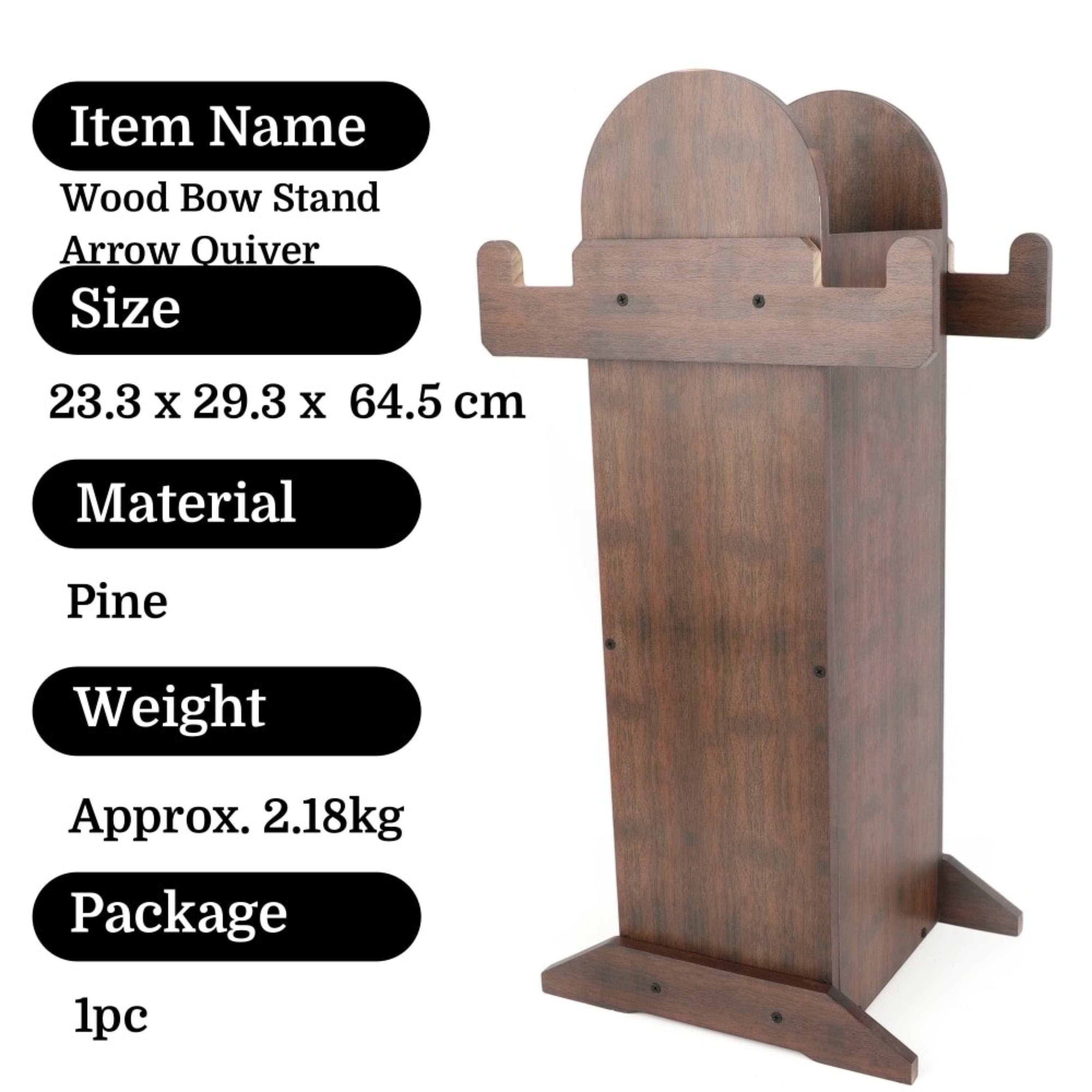 Thickened Wooden Archery Bow Stand with Arrow Quiver