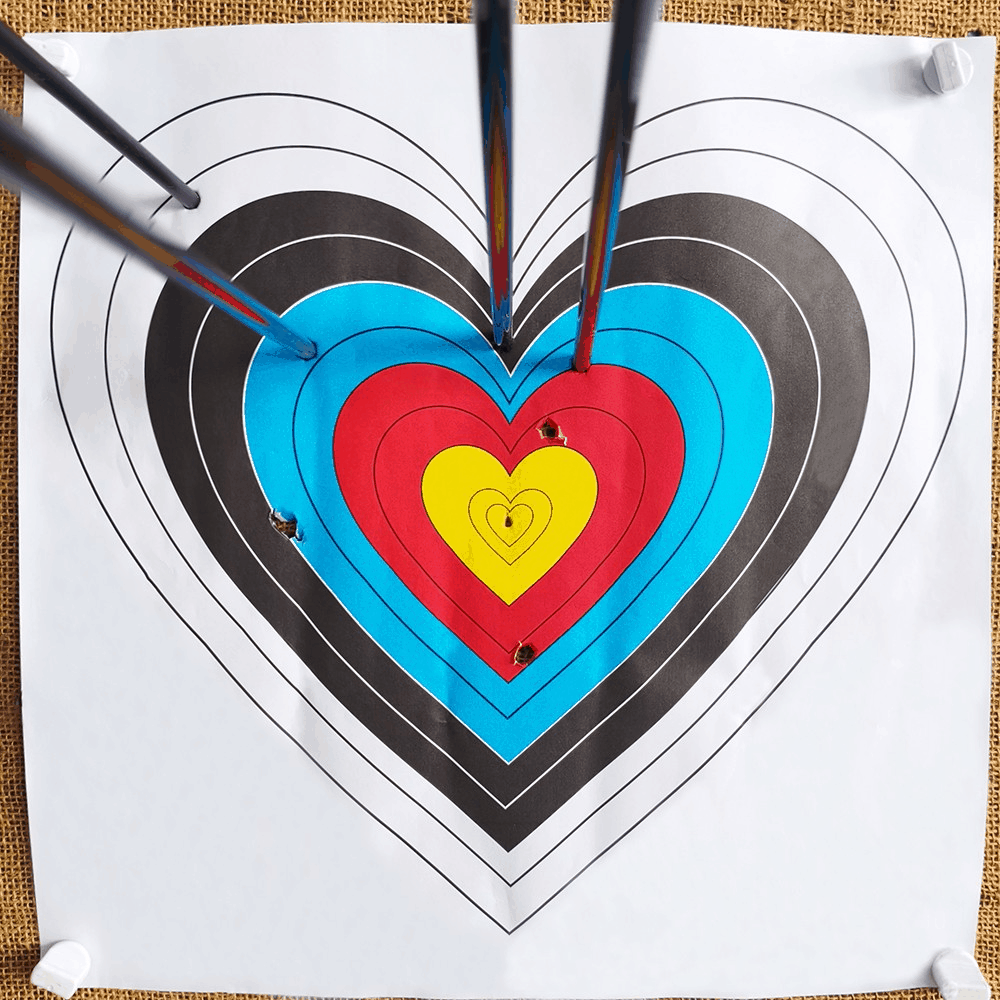 40cm Heart Archery Target Paper Durable Shooting Practice
