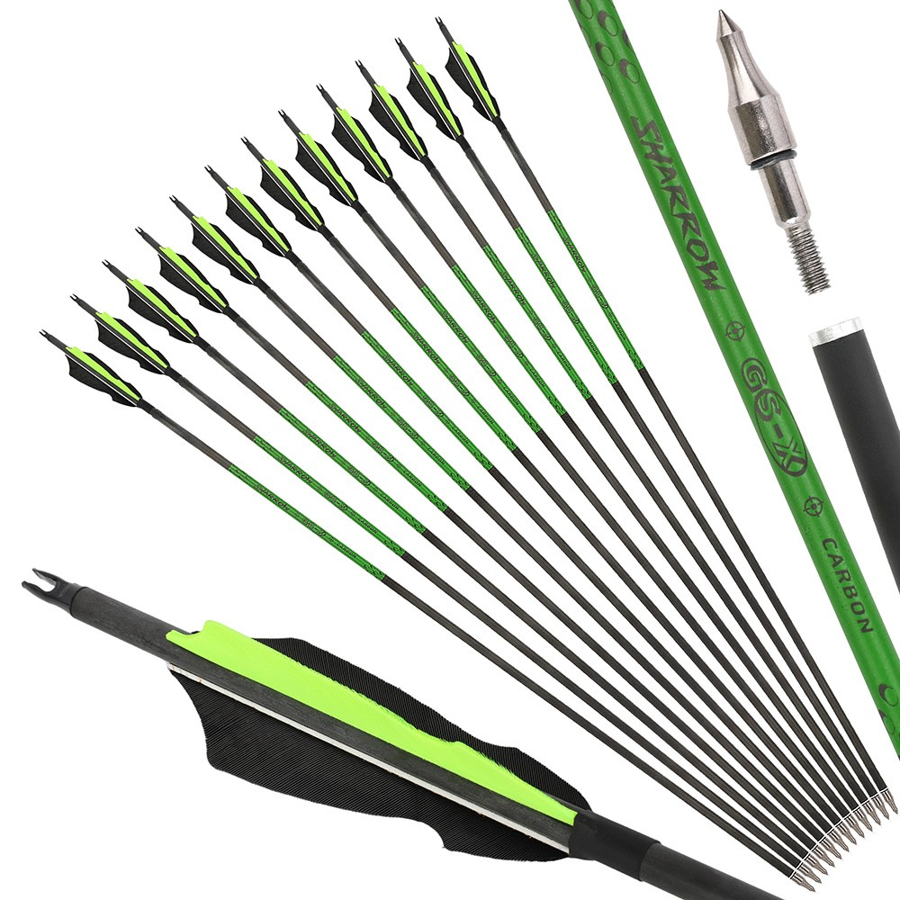 30" Pure Carbon Archery Arrows SP300-800 12pcs