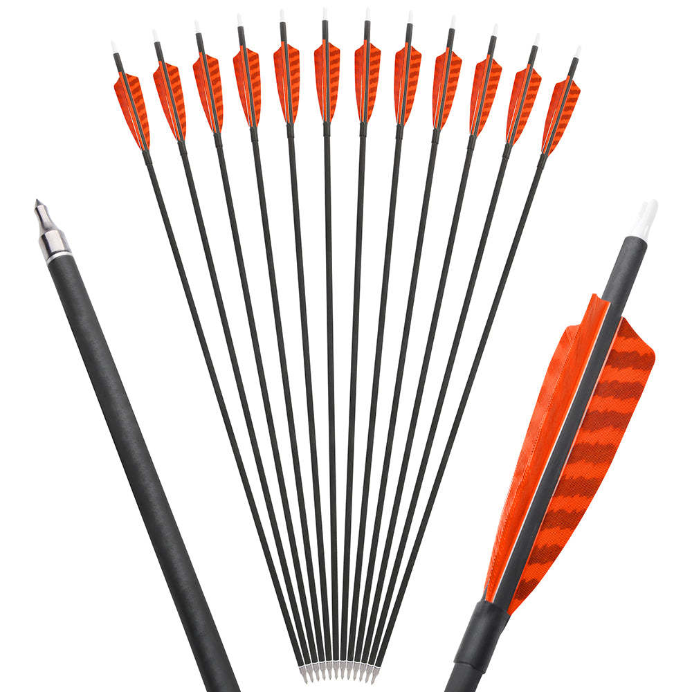 🎯12pcs Carbon Arrows Spine 500 Archery-AMEYXGS Archery