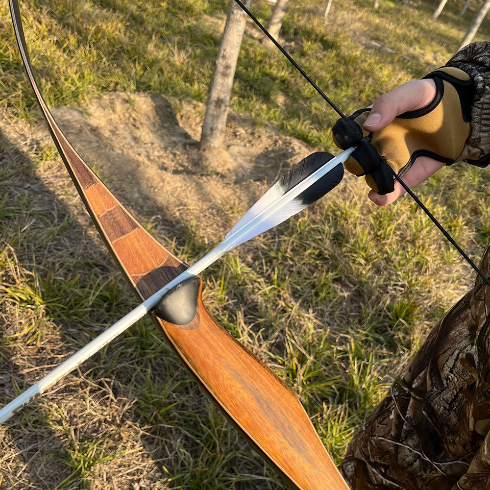 54" Archery Wooden Longbow 10-35lbs One-Piece Bow