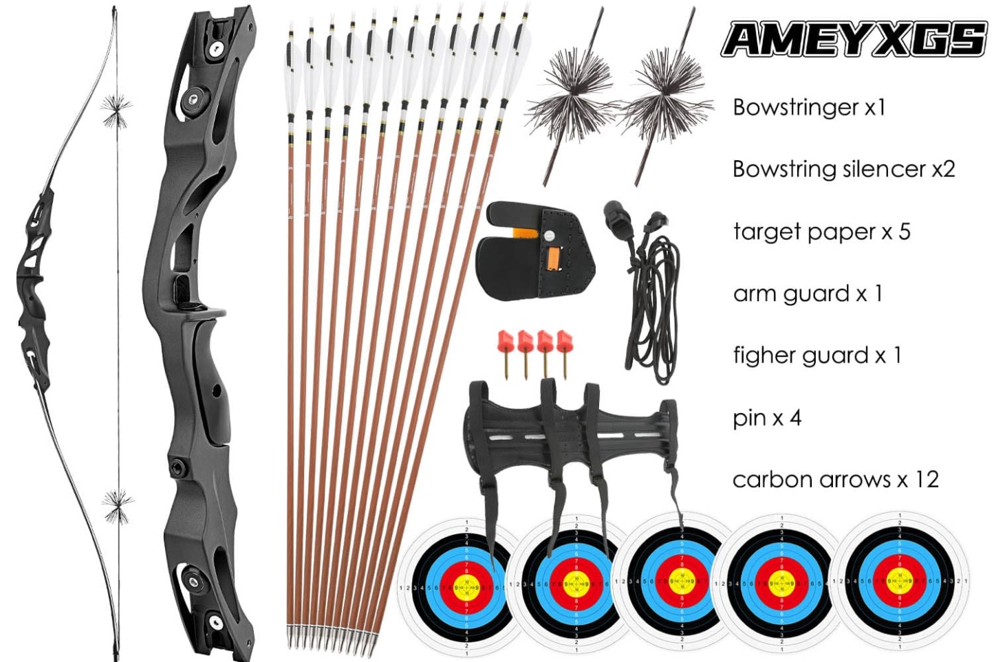 Recurve Bow Set - 62" 20-50lbs Professional Practice Bow