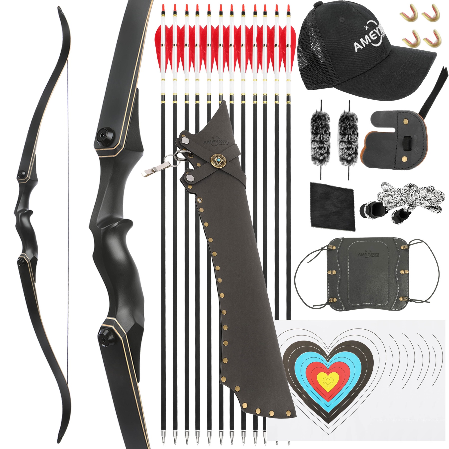 25-65lbs Adjustable Hunting Recurve Bow Kit | 60" Takedown Bow