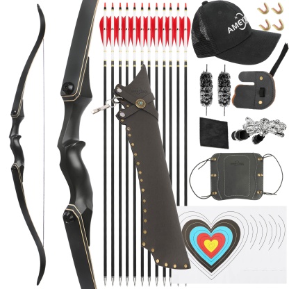 25-65lbs Recurve Bow Kit 60" Takedown Hunting Split Bow