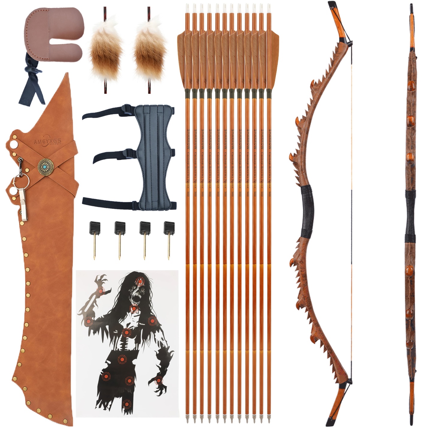 Wooden Takedown Recurve Bow Kit | 35/45/55lbs Hunting & Target Split Bow